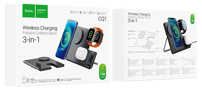 Hoco CQ1 3in1 stojánek pro bezdrátové nabíjení 15W MagSafe pro Apple iPhone, Apple Watch a Apple AirPods