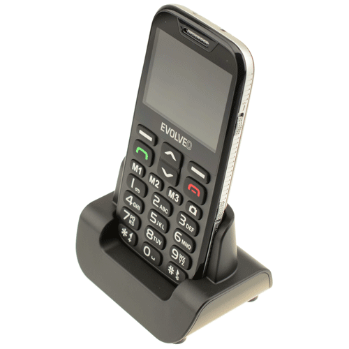 Evolveo EasyPhone XD mobilní telefon pro seniory, mobil - nabíjecí stojánek