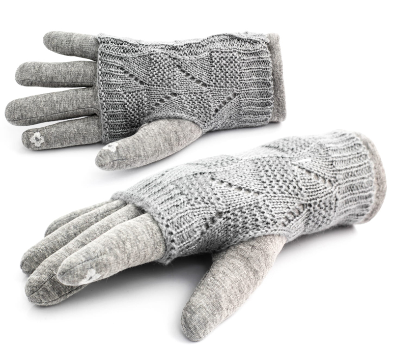 1Mcz Gloves 2v1 šité rukavice s pletenými návleky pro kapacitní dotykový displej