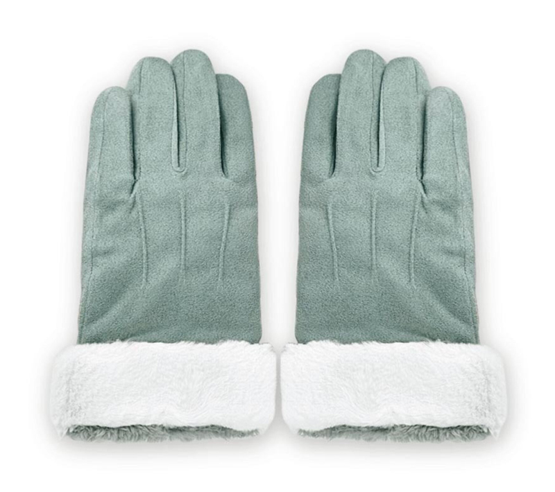 1Mcz Suede Gloves semišové rukavice s kožešinkou pro kapacitní dotykový displej