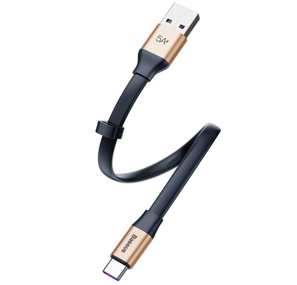 Baseus Simple Cable plochý USB kabel délky 23cm s USB Type-C konektorem (CATMBJ-BG1)