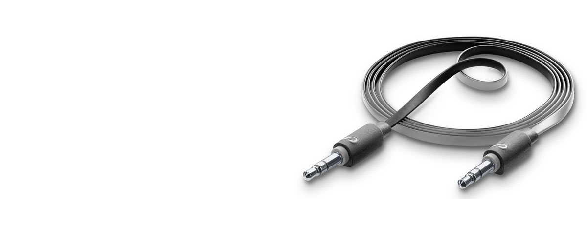 CellularLine Aux Music Long audio kabel s jack 3,5mm konektory a prodlouženou délkou 2 metry pro mobilní telefon, mobil, smartphone, tablet.