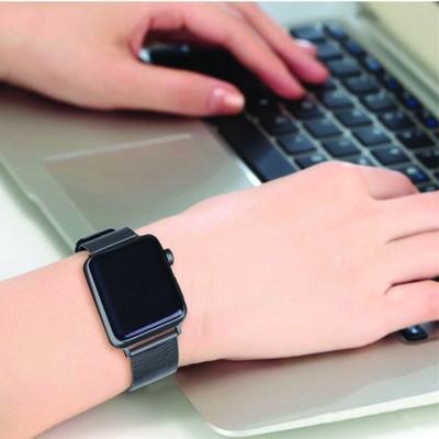 Dahase Milanese Buckle pásek z leštěného kovu na zápěstí pro Apple Watch 42mm
