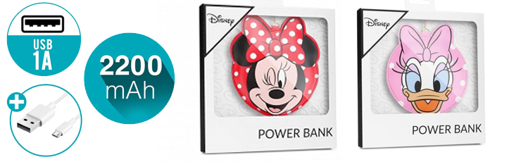 Disney Mickey Mouse Pendant Power Bank záložní zdroj 2200mAh jako přívěšek s motivem