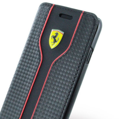 Ferrari Racing Carbon flipové pouzdro pro Apple iPhone 7, iPhone 8 (FEST2FLBKP7BK)