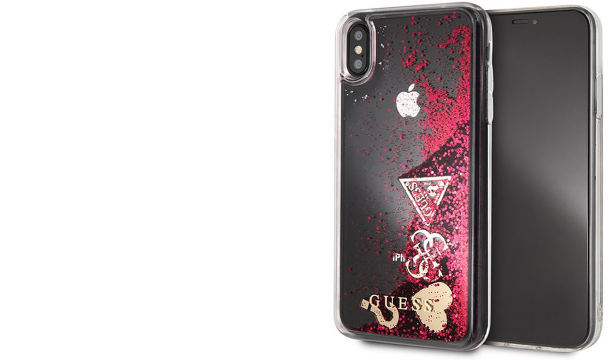 Guess Liquid Glitter Question of Heart ochranný kryt pro Apple iPhone XS Max