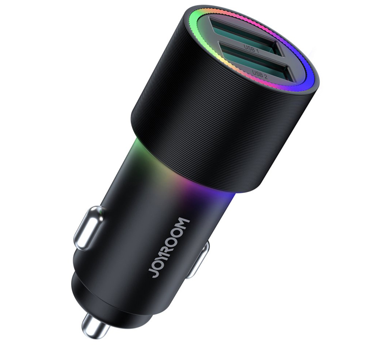 Joyroom Colorful LED Car Chager nabíječka do auta s 2x USB výstupy 24W (JR-CL10)