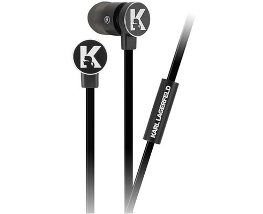 Karl Lagerfeld In-Ear Headphones módní stereo headset s tlačítkem a konektorem Jack 3,5mm
