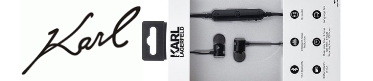 Karl Lagerfeld Bluetooth Stereo Earphones módní stereo headset s tlačítkem