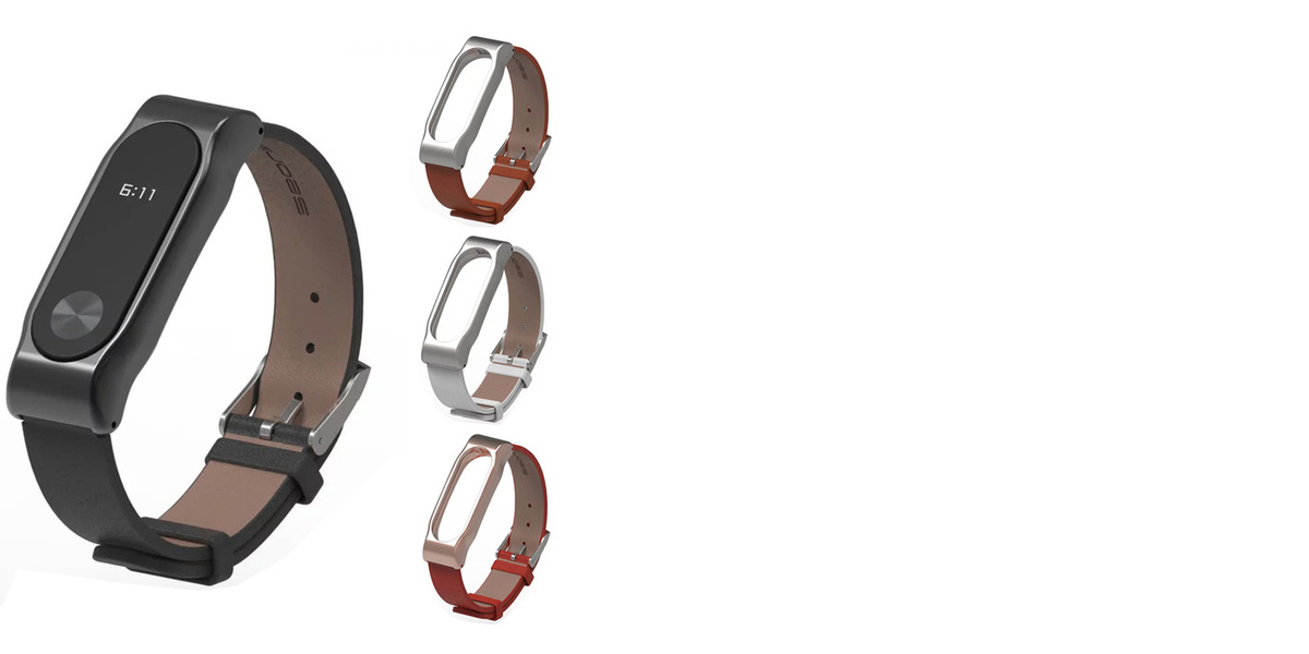 MiJobs Leather Wristband kožený pásek na zápěstí pro Xiaomi Mi Band 2