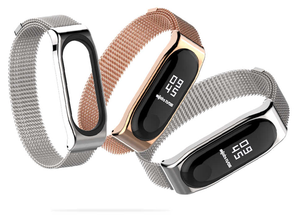 1Mcz Milanese Wristband magnetický pásek z leštěného kovu na zápěstí pro Xiaomi Mi Band 5, Mi Band 6, Xiaomi Mi Band 7