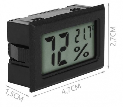 1Mcz TP300 Digitální teploměr a vlhkoměr s LCD displejem a vnitřní instalací do panelu černá (black)