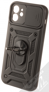 1Mcz Armor CamShield odolný ochranný kryt s držákem na prst pro Apple iPhone 12 černá (black) otevřené a držák