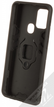 1Mcz Armor Ring odolný ochranný kryt s držákem na prst pro Samsung Galaxy A21s černá (black) zepředu