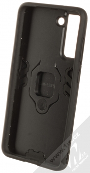 1Mcz Armor Ring odolný ochranný kryt s držákem na prst pro Samsung Galaxy S21 FE černá (black) zepředu