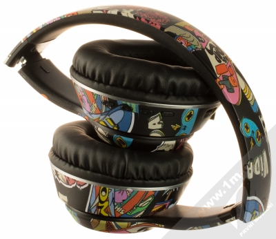 1Mcz CA-036 Skater Leopard Bluetooth stereo sluchátka černá (black) složené zezadu