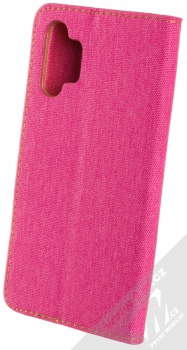 1Mcz Canvas Book flipové pouzdro pro Samsung Galaxy A13 4G sytě růžová hnědá (hot pink camel) zezadu