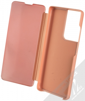 1Mcz Clear View flipové pouzdro pro Samsung Galaxy S21 Ultra růžová (pink) otevřené