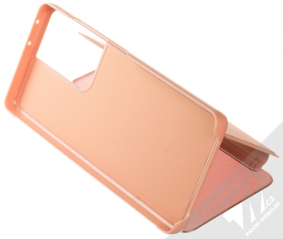 1Mcz Clear View flipové pouzdro pro Samsung Galaxy S21 Ultra růžová (pink) stojánek