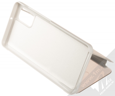 1Mcz Clear View flipové pouzdro pro Samsung Galaxy A41 stříbrná (silver) stojánek