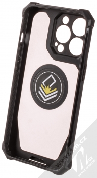 1Mcz Defender Ring odolný ochranný kryt s držákem na prst pro Apple iPhone 13 Pro černá (black) zepředu