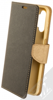 1Mcz Fancy Book flipové pouzdro pro Samsung Galaxy A13 4G černá zlatá (black gold)