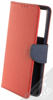 1Mcz Fancy Book flipové pouzdro pro Samsung Galaxy S21 Ultra červená modrá (red blue)