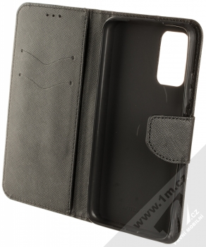 1Mcz Fancy Book flipové pouzdro pro Xiaomi Redmi 9T, Poco M3 černá (black) otevřené