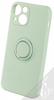 1Mcz Grip Ring Skinny ochranný kryt s držákem na prst pro Apple iPhone 13 mini mátově zelená (mint green)