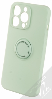 1Mcz Grip Ring Skinny ochranný kryt s držákem na prst pro Apple iPhone 13 Pro mátově zelená (mint green)