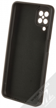 1Mcz Grip Ring Skinny ochranný kryt s držákem na prst pro Samsung Galaxy A12, Galaxy M12 černá (black) zepředu