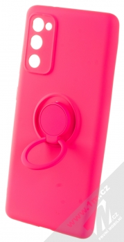 1Mcz Grip Ring Skinny ochranný kryt s držákem na prst pro Samsung Galaxy S20 FE, Galaxy S20 FE 5G sytě růžová (hot pink) držák
