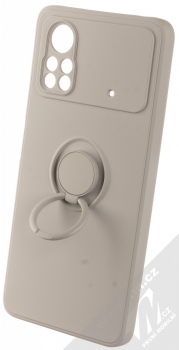 1Mcz Grip Ring Skinny ochranný kryt s držákem na prst pro Xiaomi Poco X4 Pro 5G světle šedá (light gray) držák
