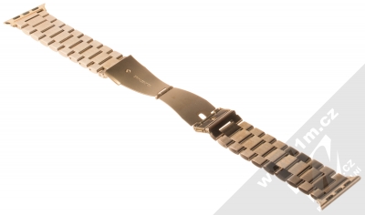 1Mcz Kovový řemínek pro Apple Watch 38mm, Watch 40mm, Watch 41mm růžově zlatá (rose gold) rozepnuté zezadu