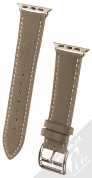 1Mcz Kožený řemínek s přezkou pro Apple Watch 38mm, Watch 40mm šedobéžová (taupe)