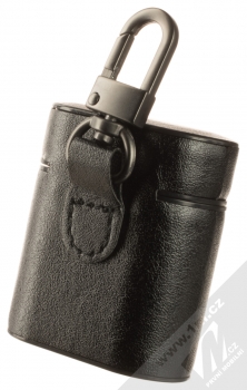 1Mcz Leather Box pouzdro pro sluchátka Apple AirPods černá (black) zezadu