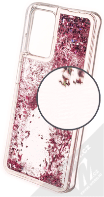 1Mcz Liquid Diamond Sparkle ochranný kryt s přesýpacím efektem třpytek pro Xiaomi Redmi 10, Redmi Note 11 4G růžově zlatá (rose gold)