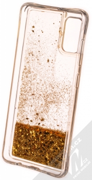 1Mcz Liquid Diamond Sparkle ochranný kryt s přesýpacím efektem třpytek pro Samsung Galaxy A41 zlatá (gold) zepředu