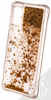 1Mcz Liquid Diamond Sparkle ochranný kryt s přesýpacím efektem třpytek pro Samsung Galaxy A41 zlatá (gold) zezadu