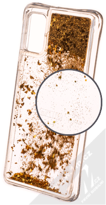 1Mcz Liquid Diamond Sparkle ochranný kryt s přesýpacím efektem třpytek pro Samsung Galaxy A41 zlatá (gold)