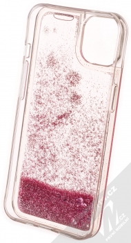 1Mcz Liquid Heart Sparkle ochranný kryt s přesýpacím efektem třpytek pro Apple iPhone 13 světle růžová (light pink) zepředu