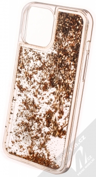1Mcz Liquid Hexagon Sparkle ochranný kryt s přesýpacím efektem třpytek pro Apple iPhone 13 Pro Max zlatá (gold) zezadu