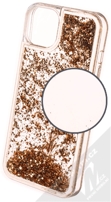 1Mcz Liquid Hexagon Sparkle ochranný kryt s přesýpacím efektem třpytek pro Apple iPhone 13 zlatá (gold)