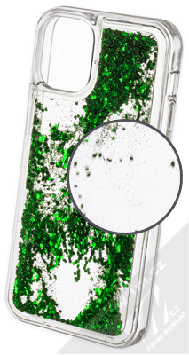 1Mcz Liquid Hexagon Sparkle ochranný kryt s přesýpacím efektem třpytek pro Apple iPhone 12 mini zelená (green)