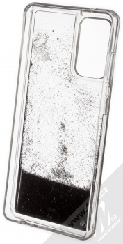 1Mcz Liquid Hexagon Sparkle ochranný kryt s přesýpacím efektem třpytek pro Samsung Galaxy A72, Galaxy A72 5G černá (black) zepředu