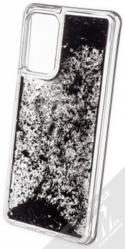 1Mcz Liquid Hexagon Sparkle ochranný kryt s přesýpacím efektem třpytek pro Samsung Galaxy A72, Galaxy A72 5G černá (black) zezadu