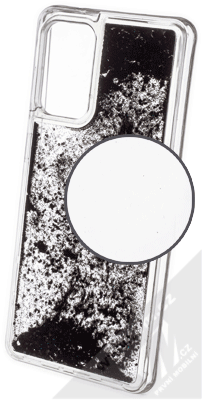 1Mcz Liquid Hexagon Sparkle ochranný kryt s přesýpacím efektem třpytek pro Samsung Galaxy A72, Galaxy A72 5G černá (black)