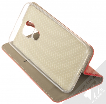 1Mcz Magnet Book flipové pouzdro pro Moto E7 Plus, G9 Play červená (red) stojánek