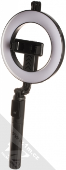 1Mcz P40D2 selfie tyčka a stativ se světelným kruhem a bezdrátovým tlačítkem spouště přes Bluetooth černá (black) selfie tyčka