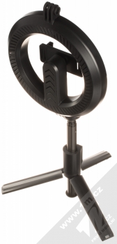 1Mcz P40D2 selfie tyčka a stativ se světelným kruhem a bezdrátovým tlačítkem spouště přes Bluetooth černá (black) zezadu